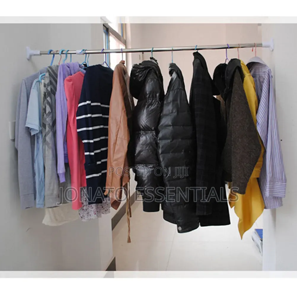 Adjustable Tension Rod for Curtains & Wardrobe (No Drilling)