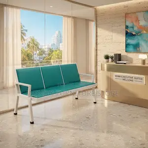Office Bench; Reception Blue Leather Office Front Benches
