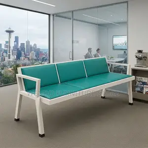 Office Bench; Reception Blue Leather Office Front Benches