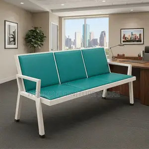 Office Bench; Reception Blue Leather Office Front Benches