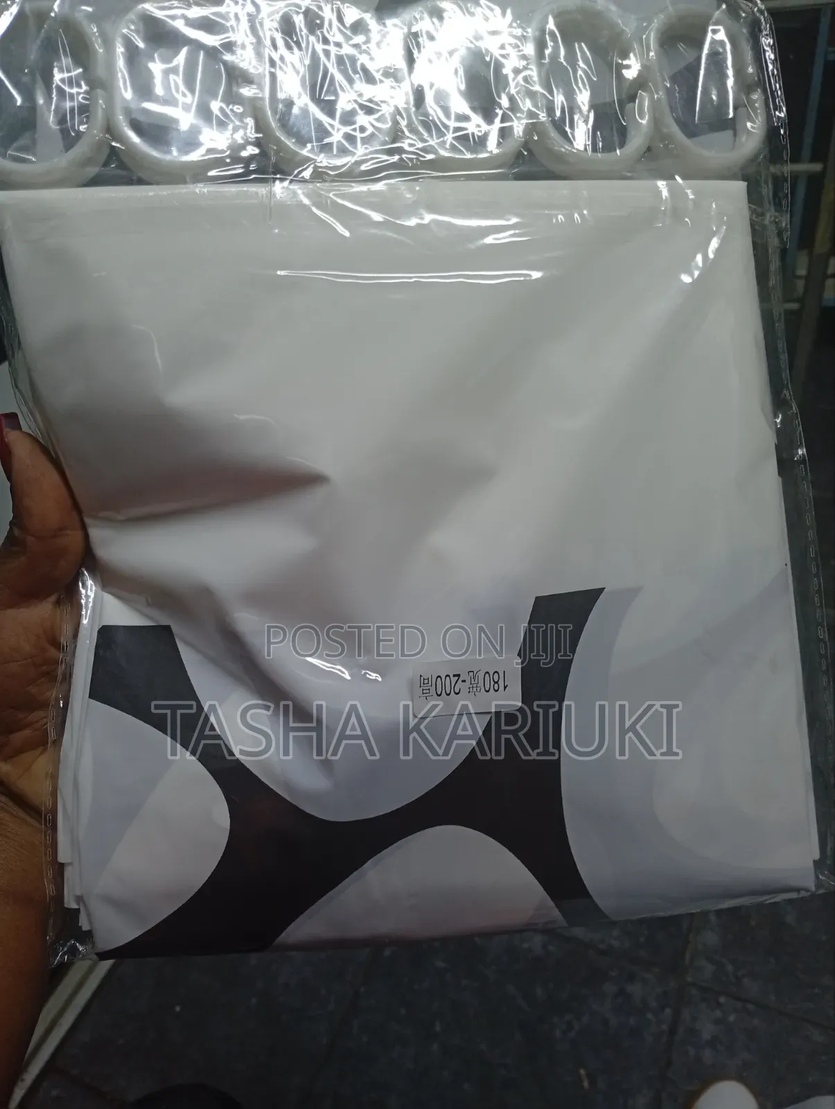 Premium PVC Waterproof Shower Curtain 180×200cm – With Free Hooks.
