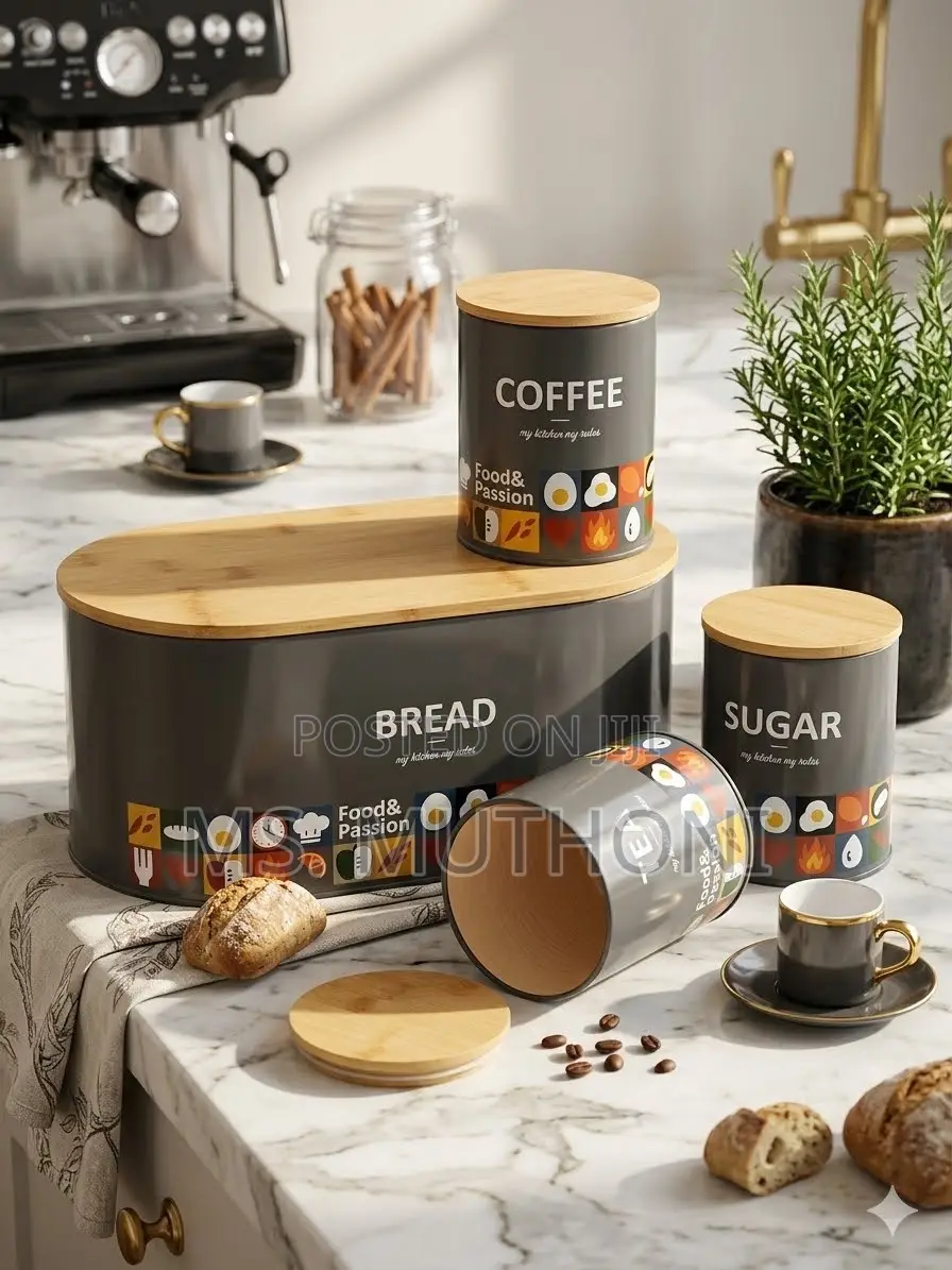 Food & Passion Matte Alloy Bread Box and Countertop Storage Set