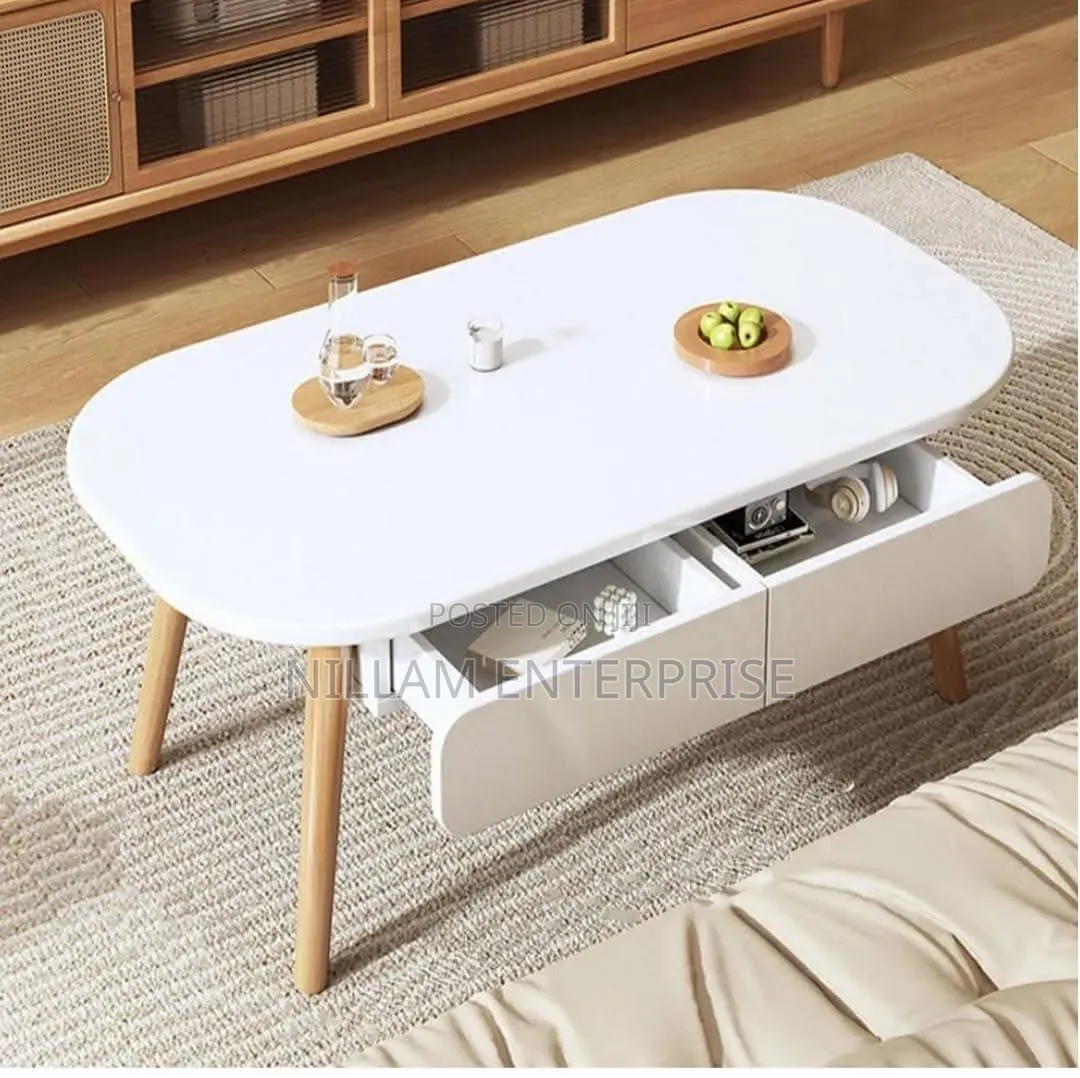 Oval Coffee Table With Drawer Storage,