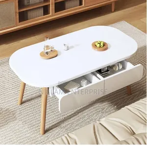 Oval Coffee Table With Drawer Storage,