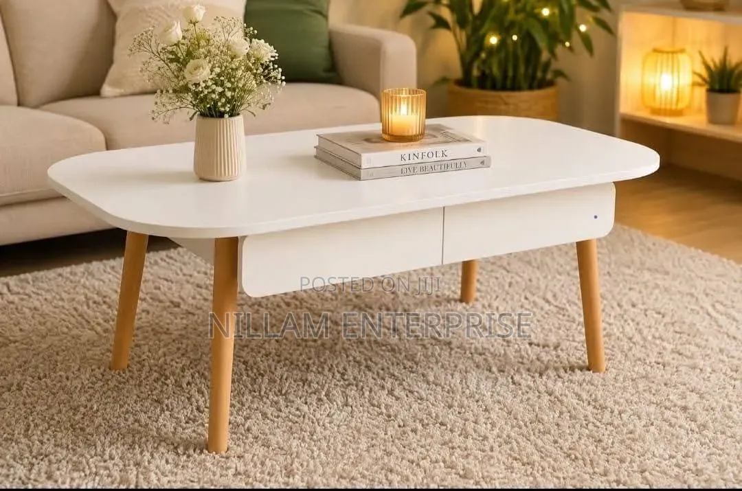 Oval Coffee Table With Drawer Storage,