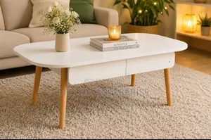 Oval Coffee Table With Drawer Storage,