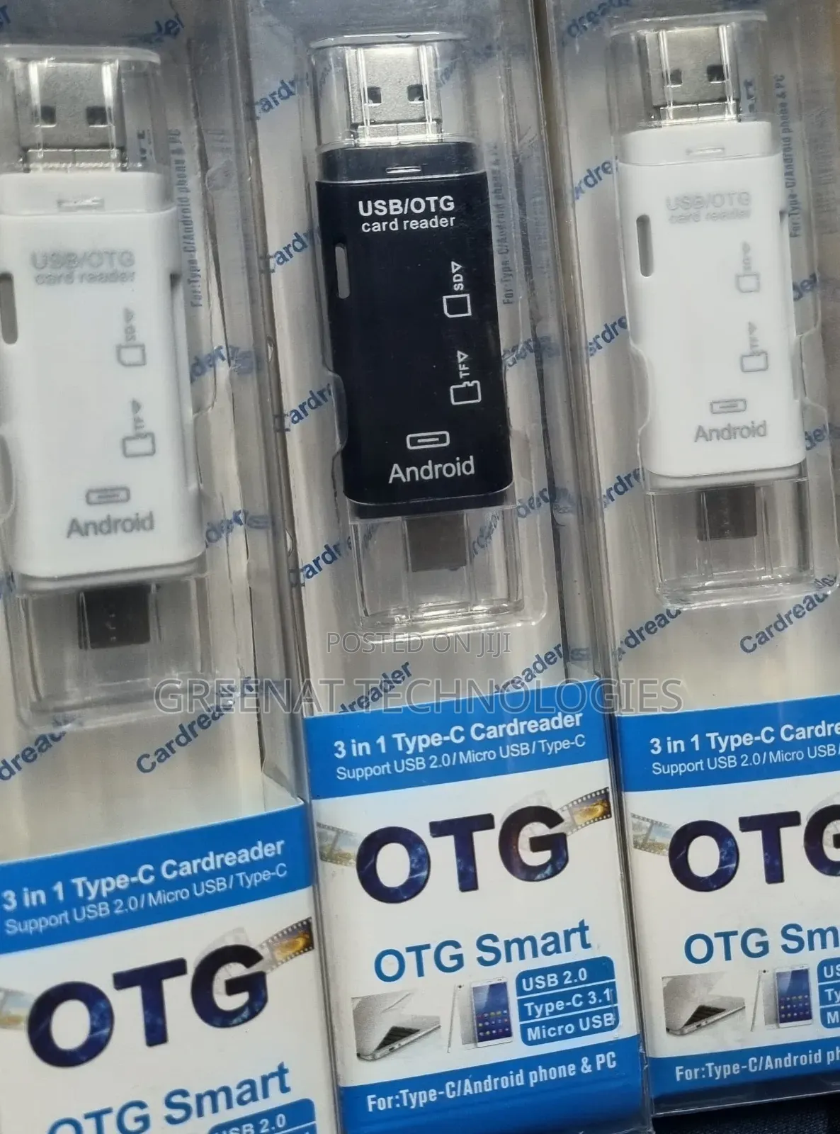 Smart OTG 3 in 1 Card Reader USB Type C Micro USB OTG Adapter
