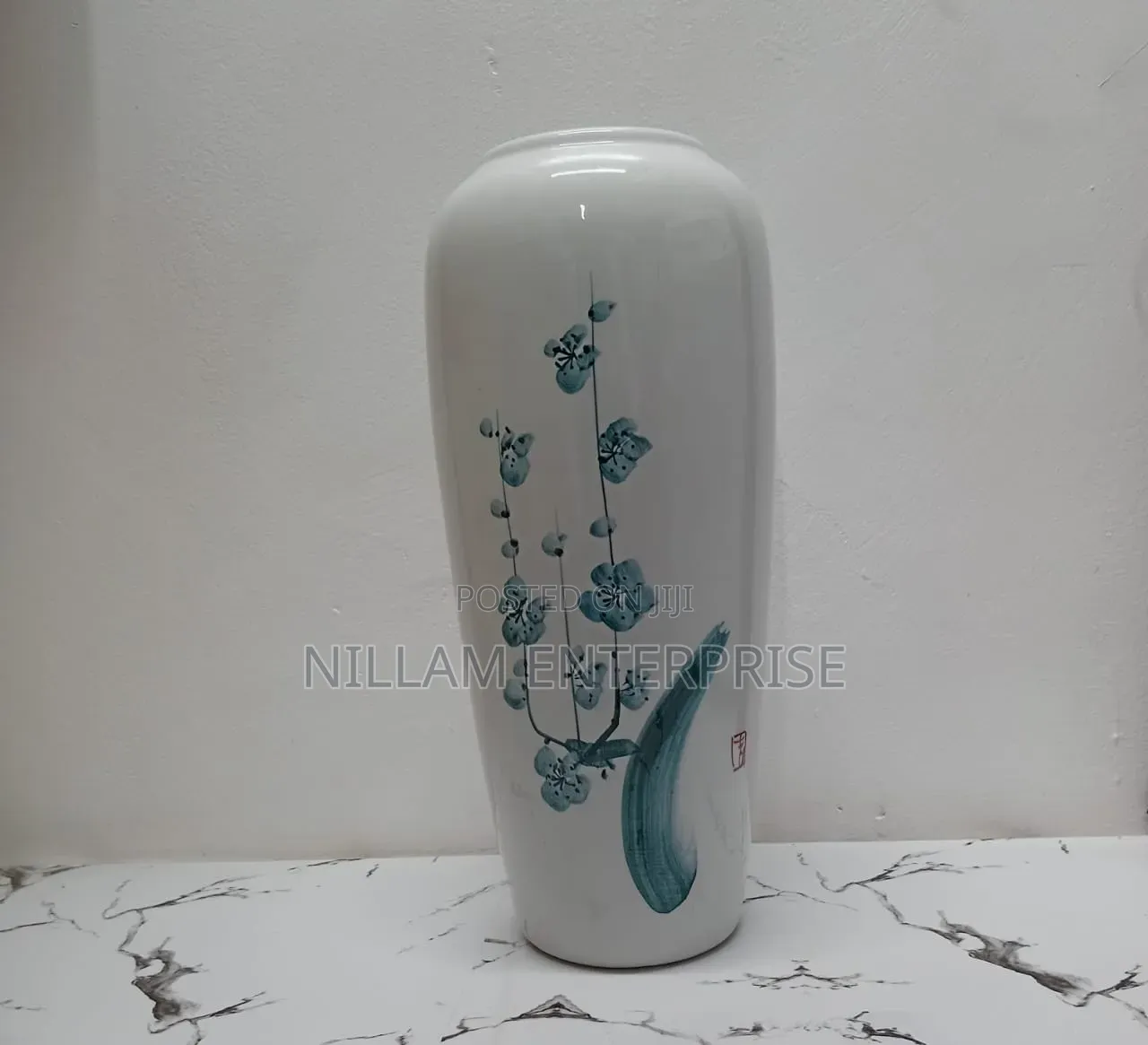 Azure Bloom Ceramic Flower Vase