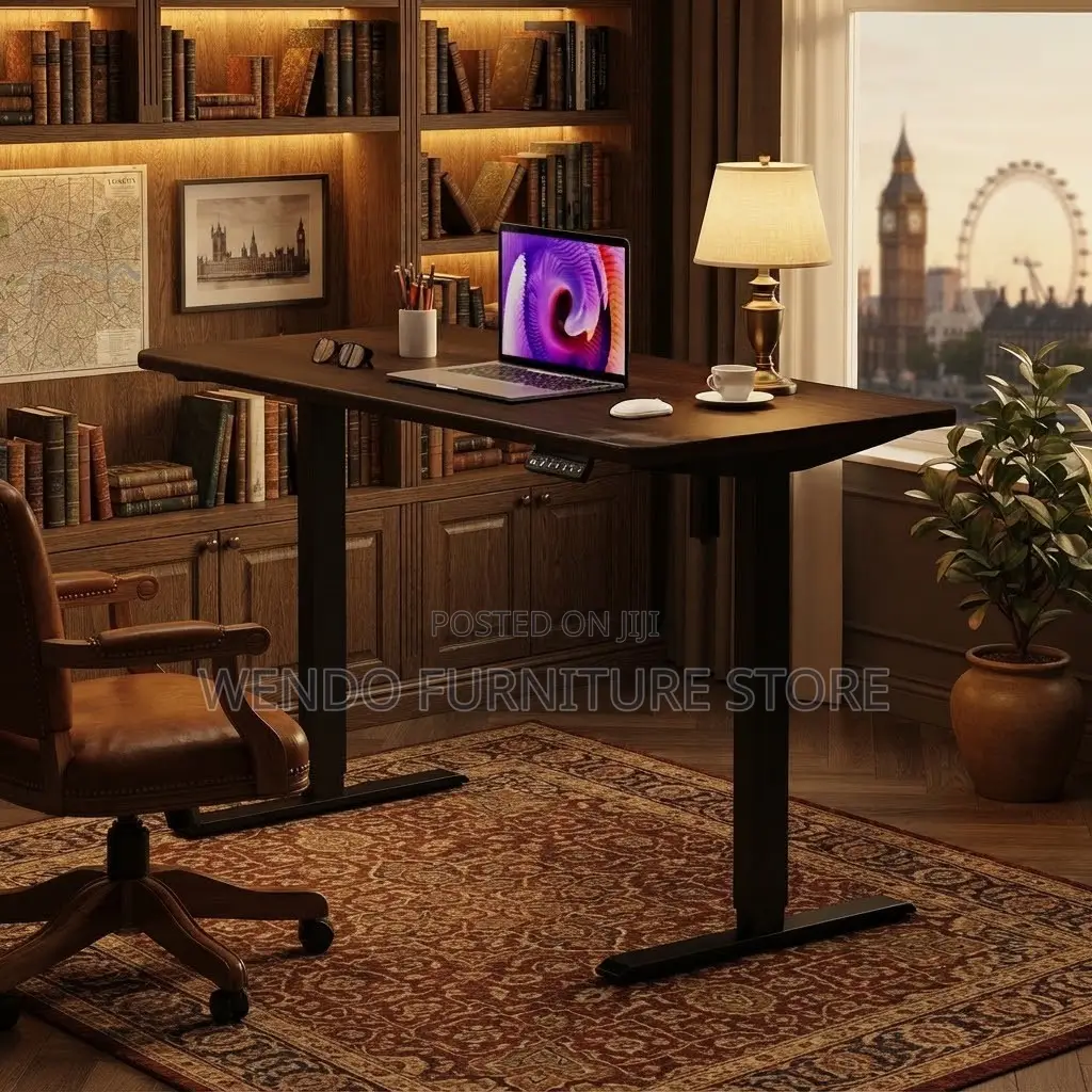 Office Desk; Black 1.2 Meters Electric Monitored Office Computer Desk