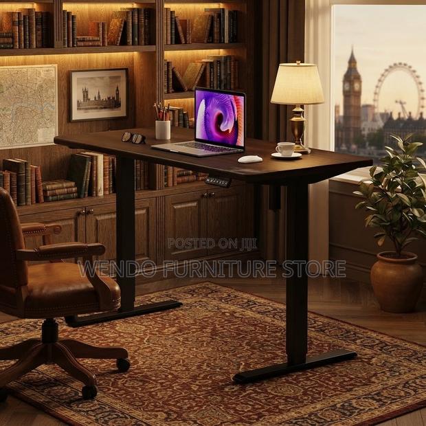Office Desk; Black 1.2 Meters Electric Monitored Office Computer Desk - thumbnail 4