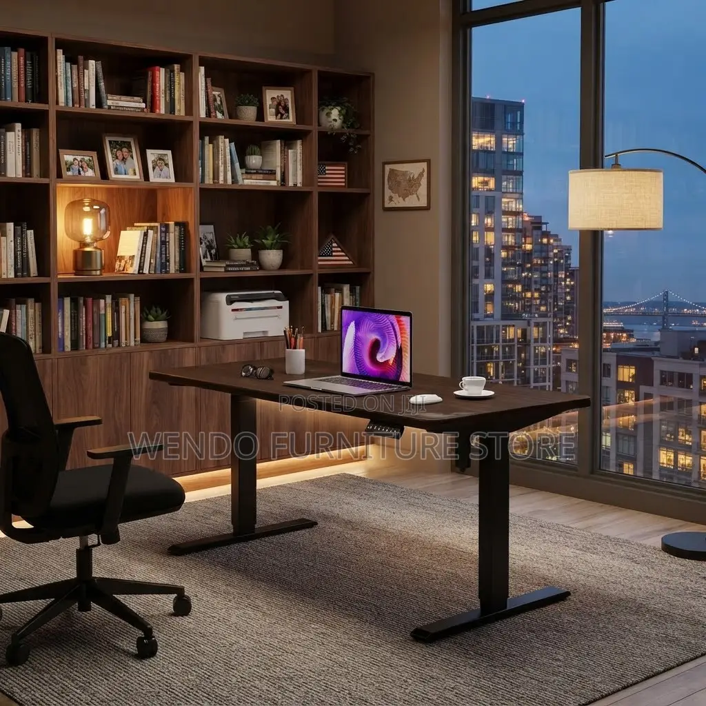 Office Desk; Black 1.2 Meters Electric Monitored Office Computer Desk