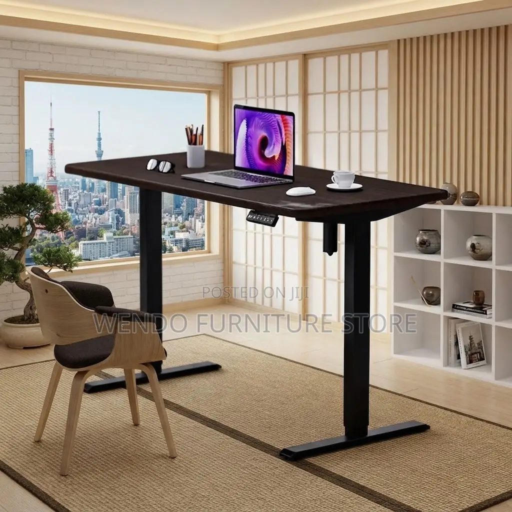 Office Desk; Black 1.2 Meters Electric Monitored Office Computer Desk