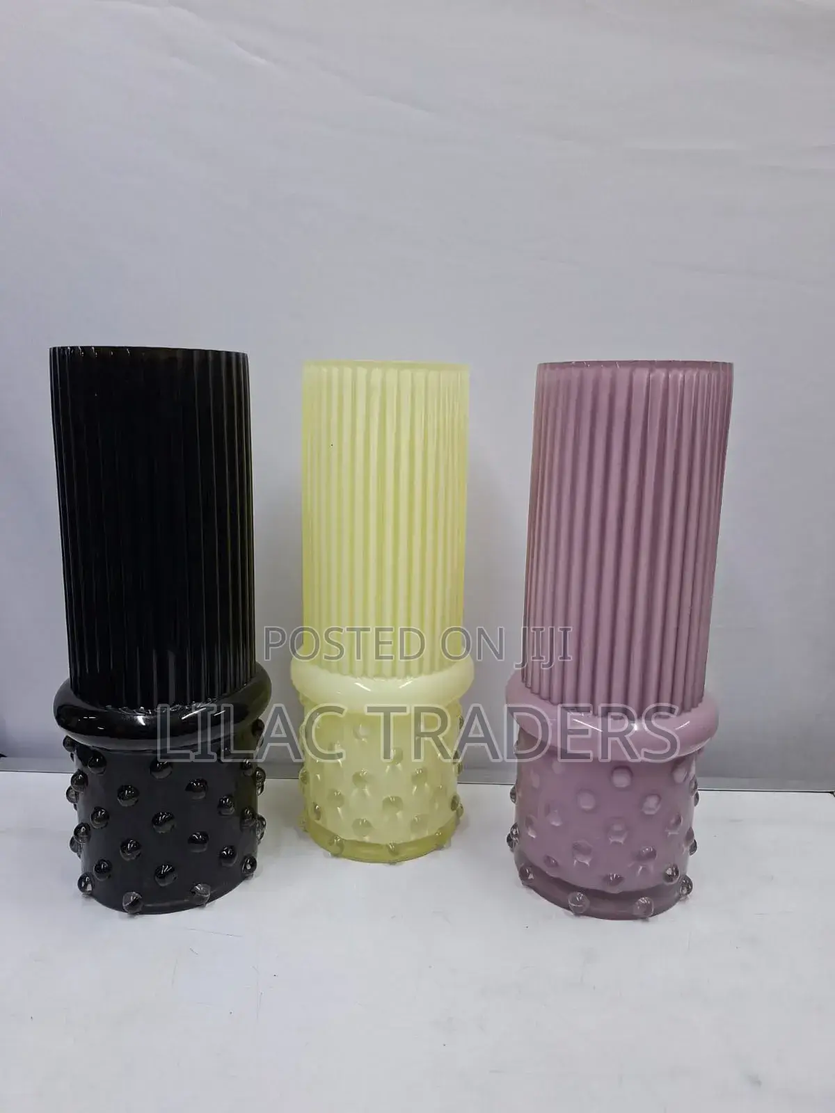 Ribbed Statement Glass Flower Vase 25*8 Cm Gale