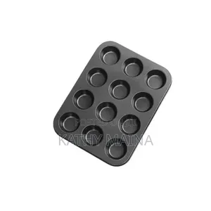 12 Holes Cup Cake Baking Tin Black in Colour