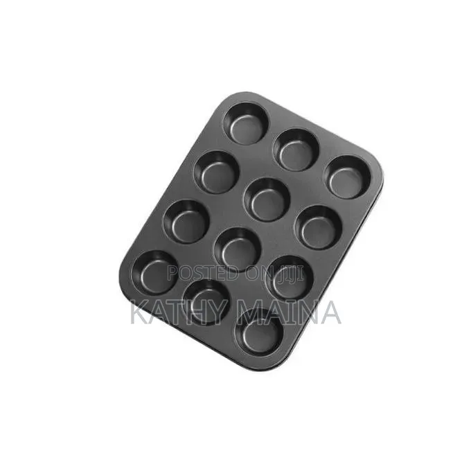 12 Holes Cup Cake Baking Tin Black in Colour