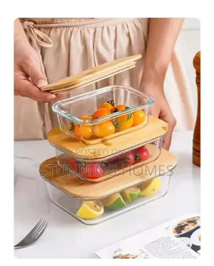 Set of 3 Glass Lunch Boxes With Bamboo Lid