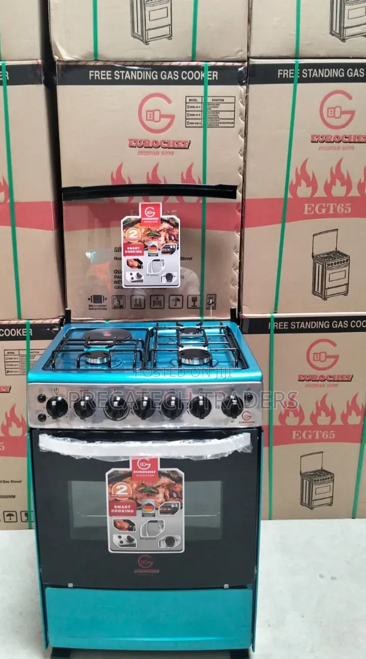 60×65 Eurochef Standing Cooker – 3 Gas Burners + Hotplate