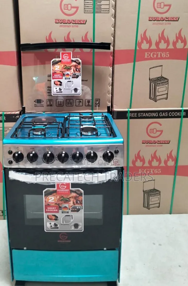 60×65 Eurochef Standing Cooker – 3 Gas Burners + Hotplate