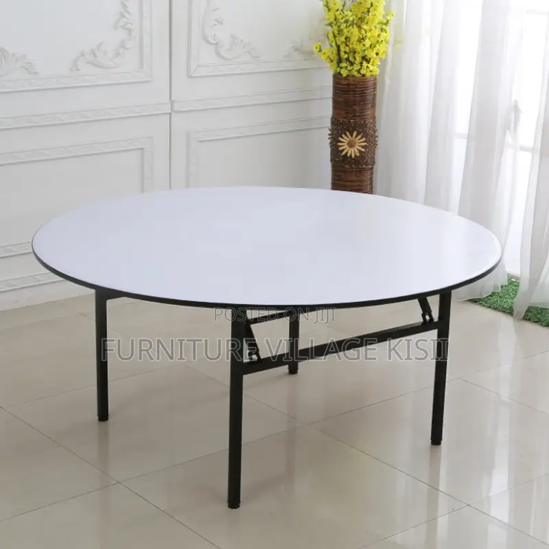 Office Table ; Round Meeting Table With Metal Legs
