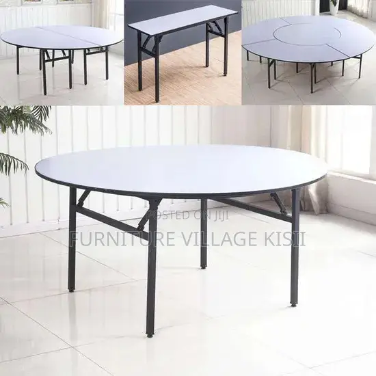 Office Table ; Round Meeting Table With Metal Legs