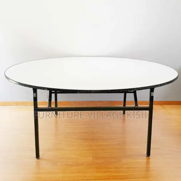 Office Table ; Round Meeting Table With Metal Legs