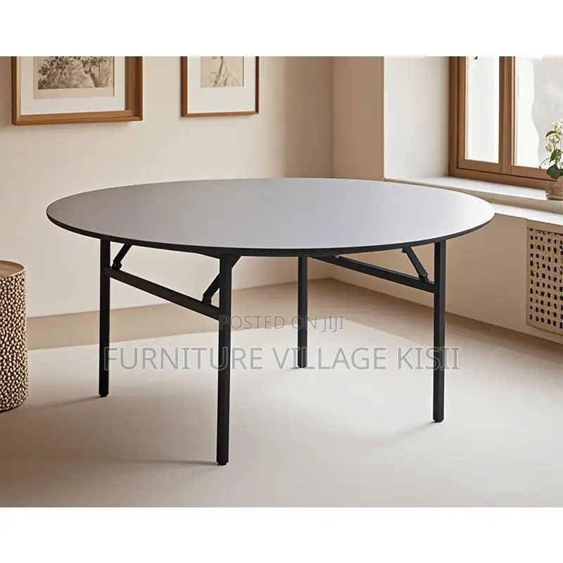 Office Table ; Round Meeting Table With Metal Legs