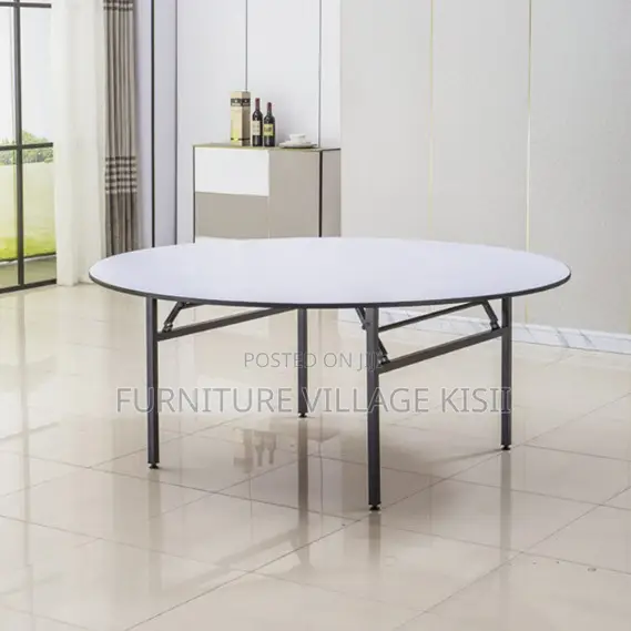 Office Table ; Round Meeting Table With Metal Legs