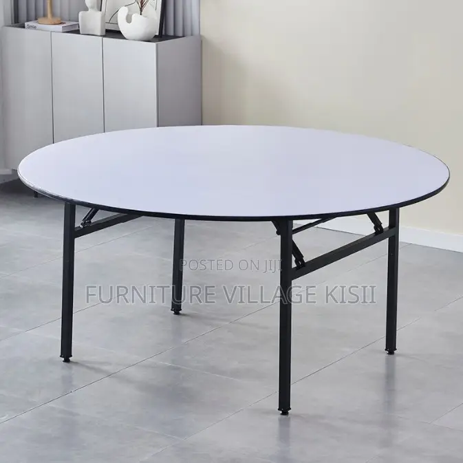 Office Table ; Round Meeting Table With Metal Legs