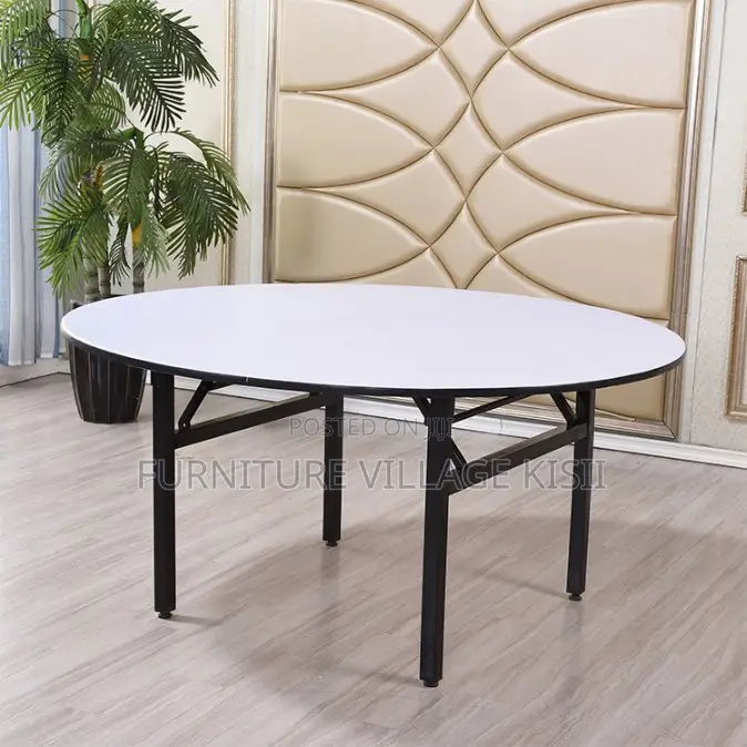 Office Table ; Round Meeting Table With Metal Legs