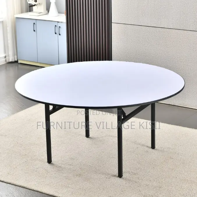 Office Table ; Round Meeting Table With Metal Legs