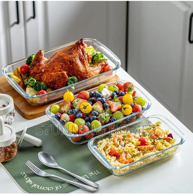 Set of 3 Glass Baking Trays