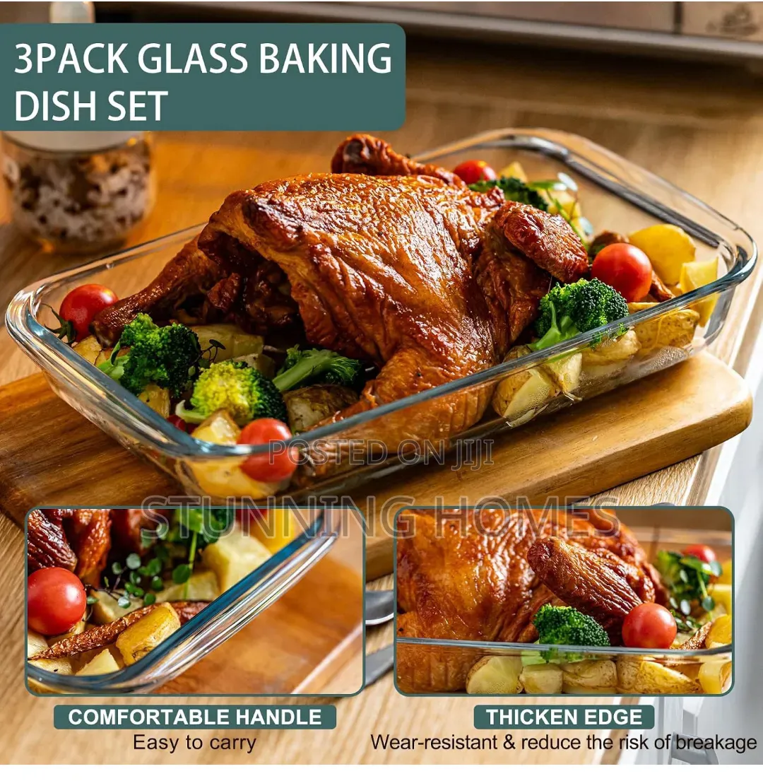 Set of 3 Glass Baking Trays