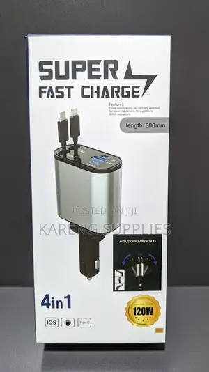 Retractable 4 in 1 Car Charger 120w