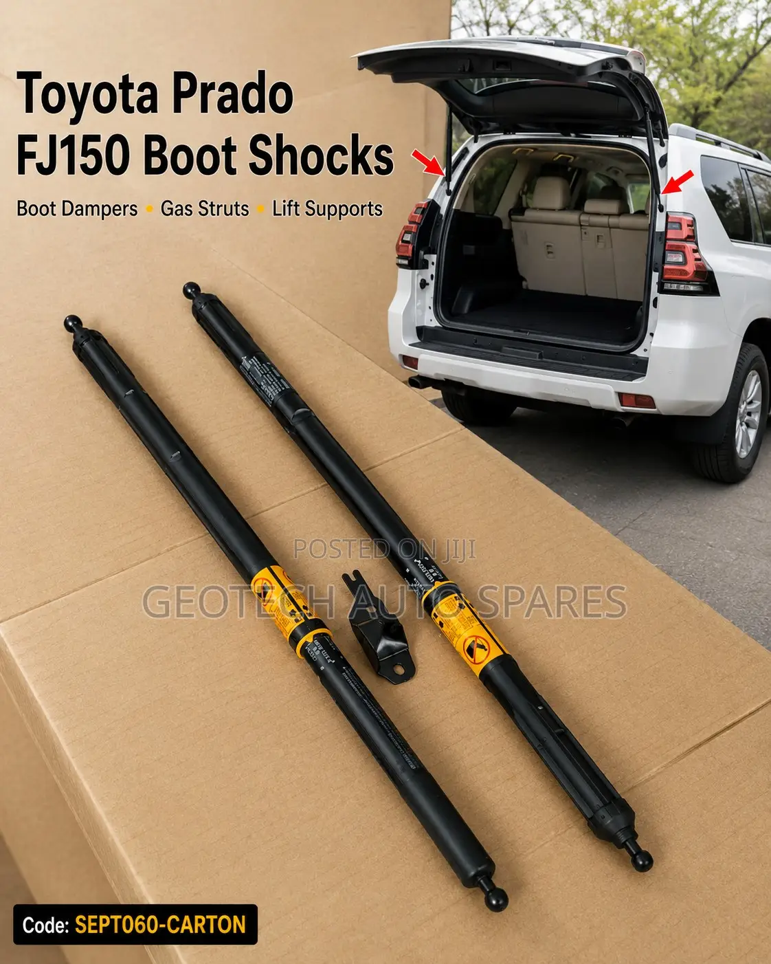 Toyota Prado FJ150 Boot Shocks Tailgate Gas Struts – Heavy Duty