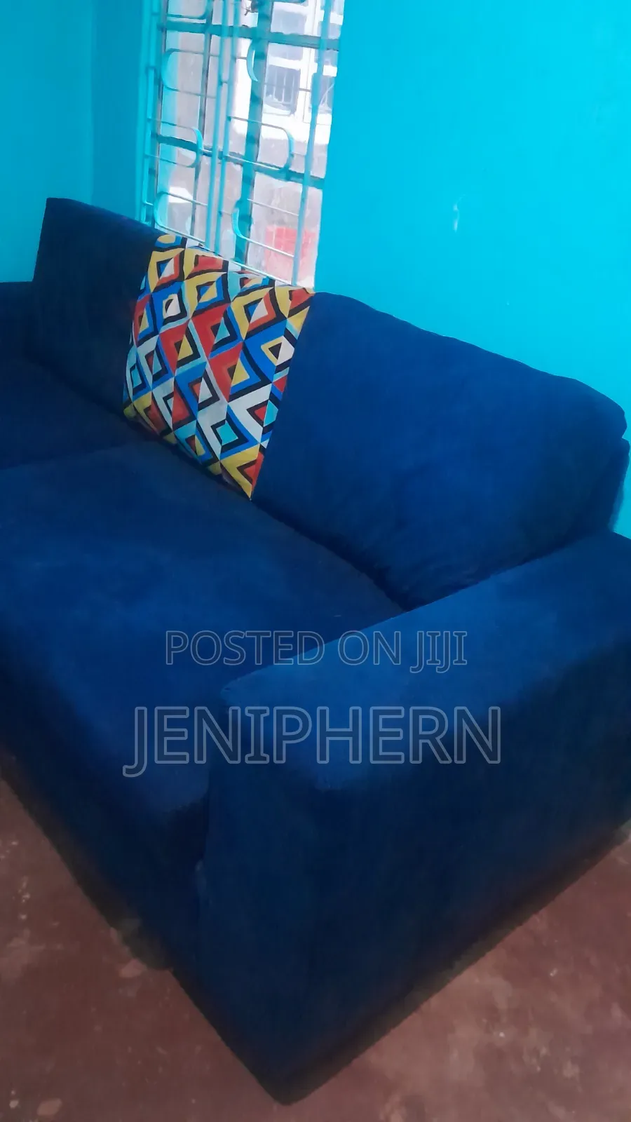 L-Shape Navy Blue Seat in Good Good Condition