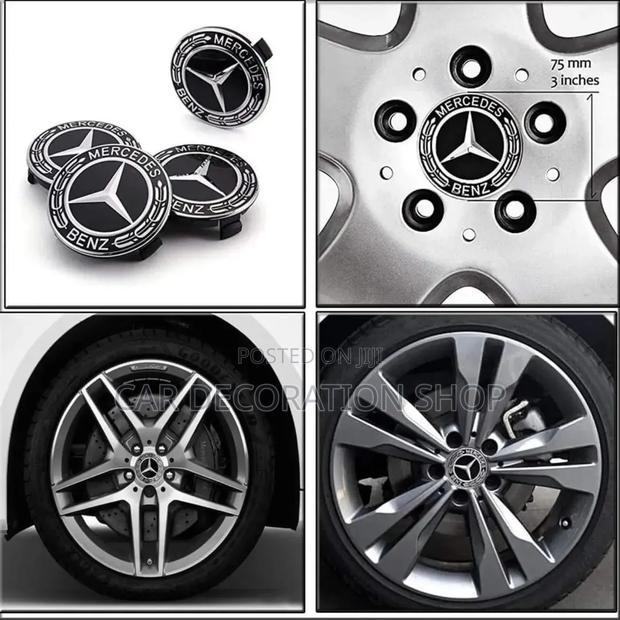 4pcs Mercedes Benz Centre Caps With Classic Chrome Star Wreath Design