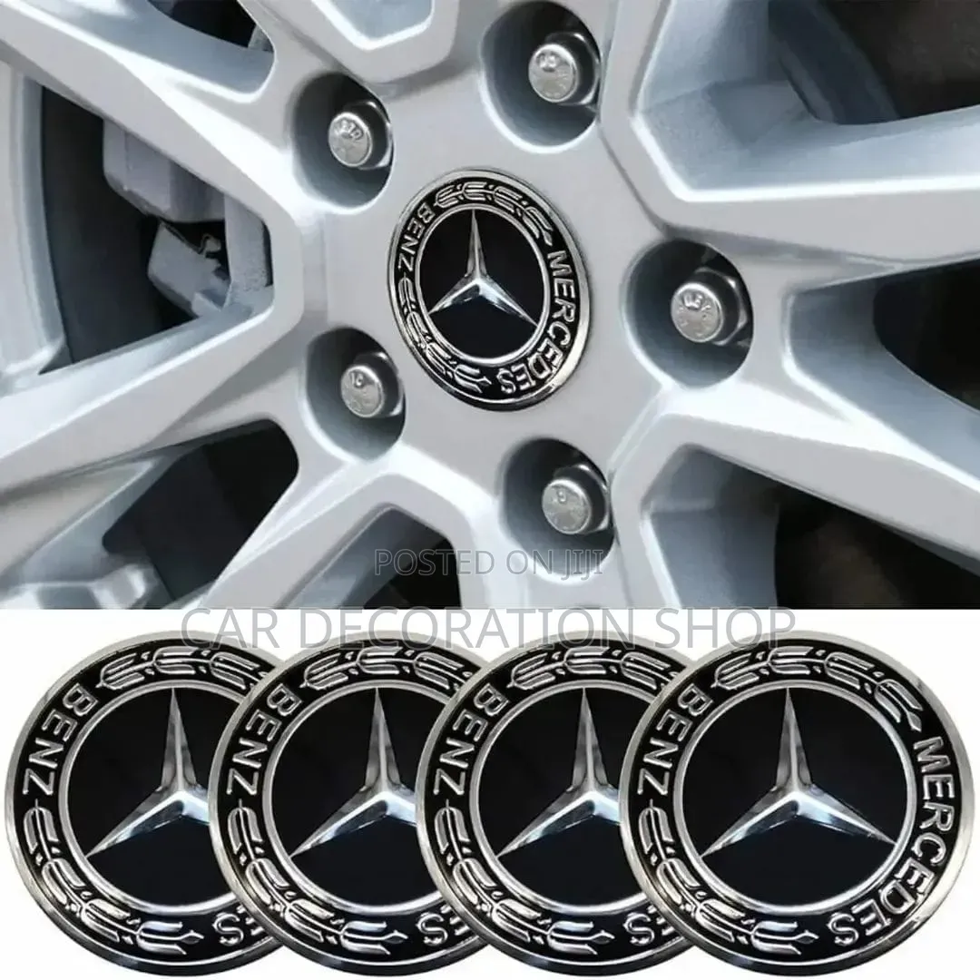 4pcs Mercedes Benz Centre Caps With Classic Chrome Star Wreath Design
