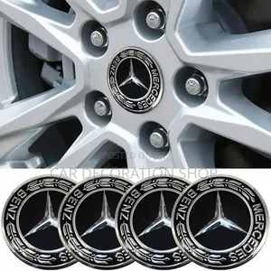 4pcs Mercedes Benz Centre Caps With Classic Chrome Star Wreath Design