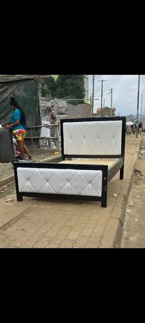 4x6 Black Frame Bed With White Fabric