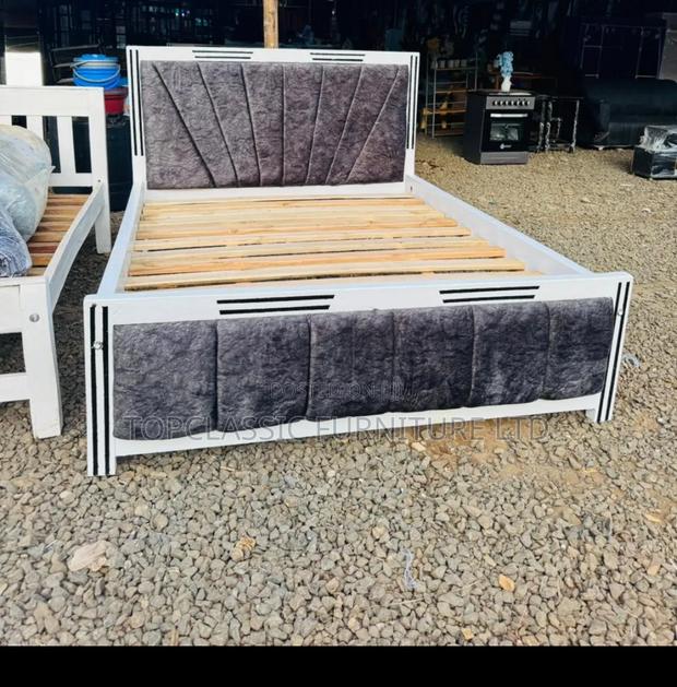5x6 KY Gray Mocket Bed+ Bottom Drawer White Frames - thumbnail 2