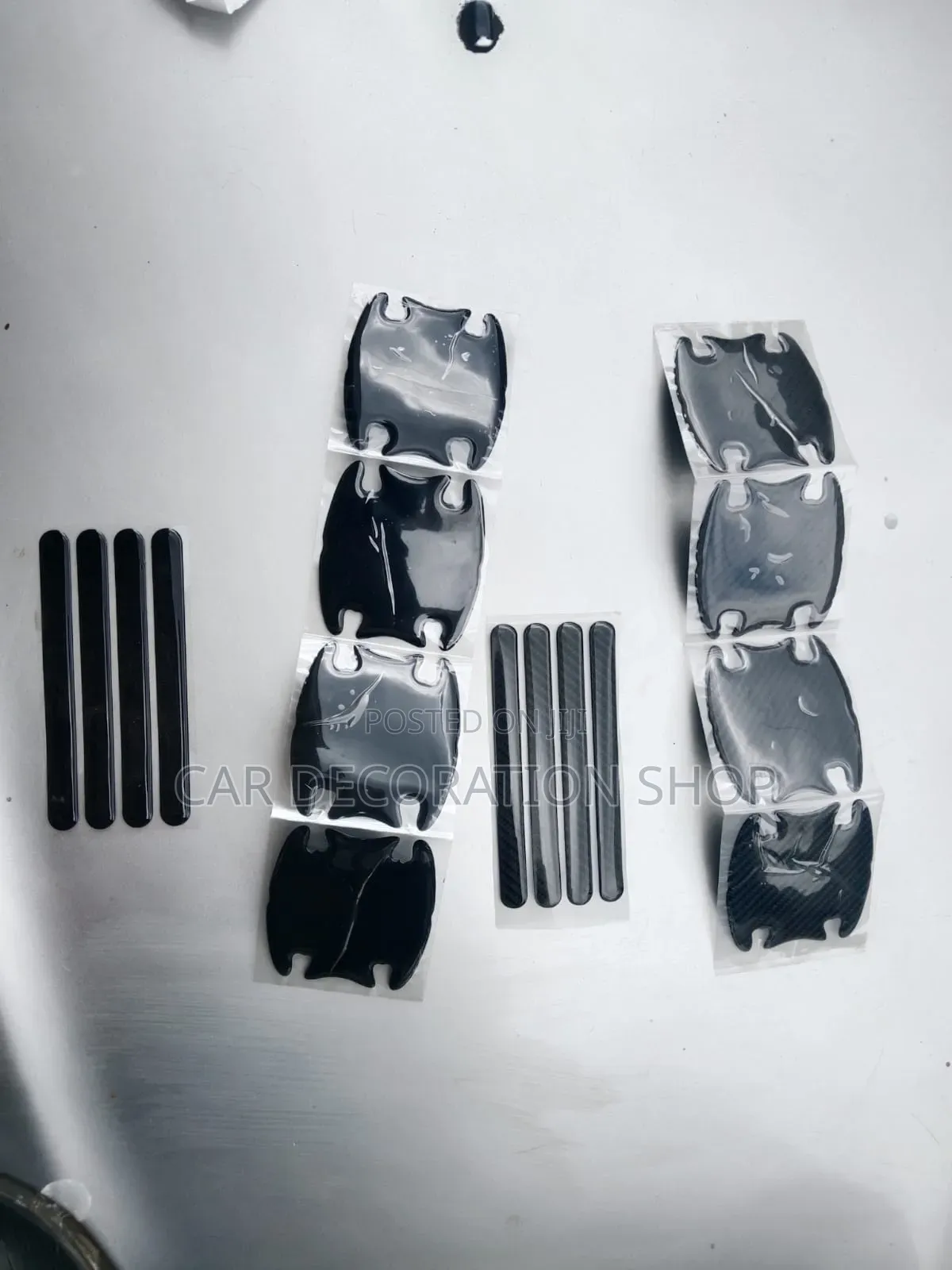 8pc Set Door Handle Bowl Anti-Colliosion Strips in Black and Carbon