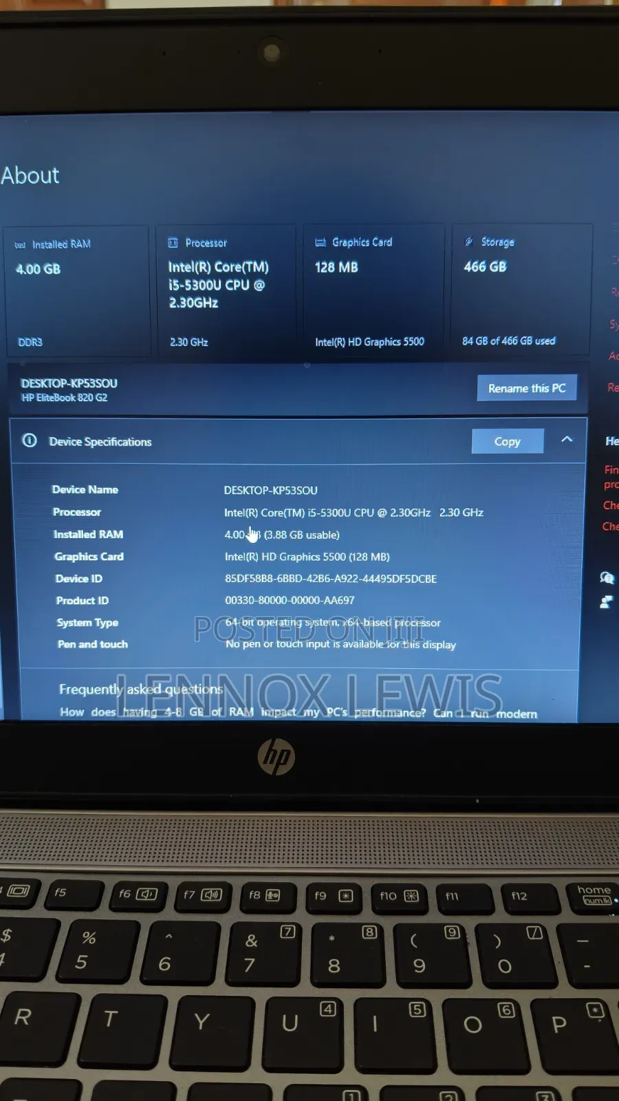 Laptop HP EliteBook 820 G3 4GB Intel Core i5 SSD 500GB