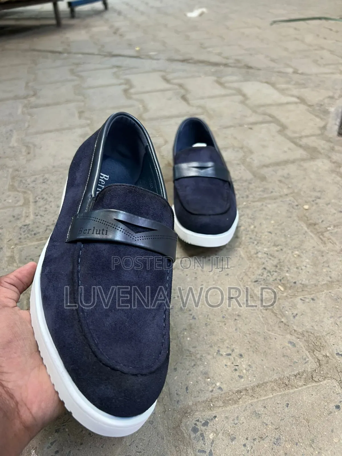 Berluti Navy Blue Loafers