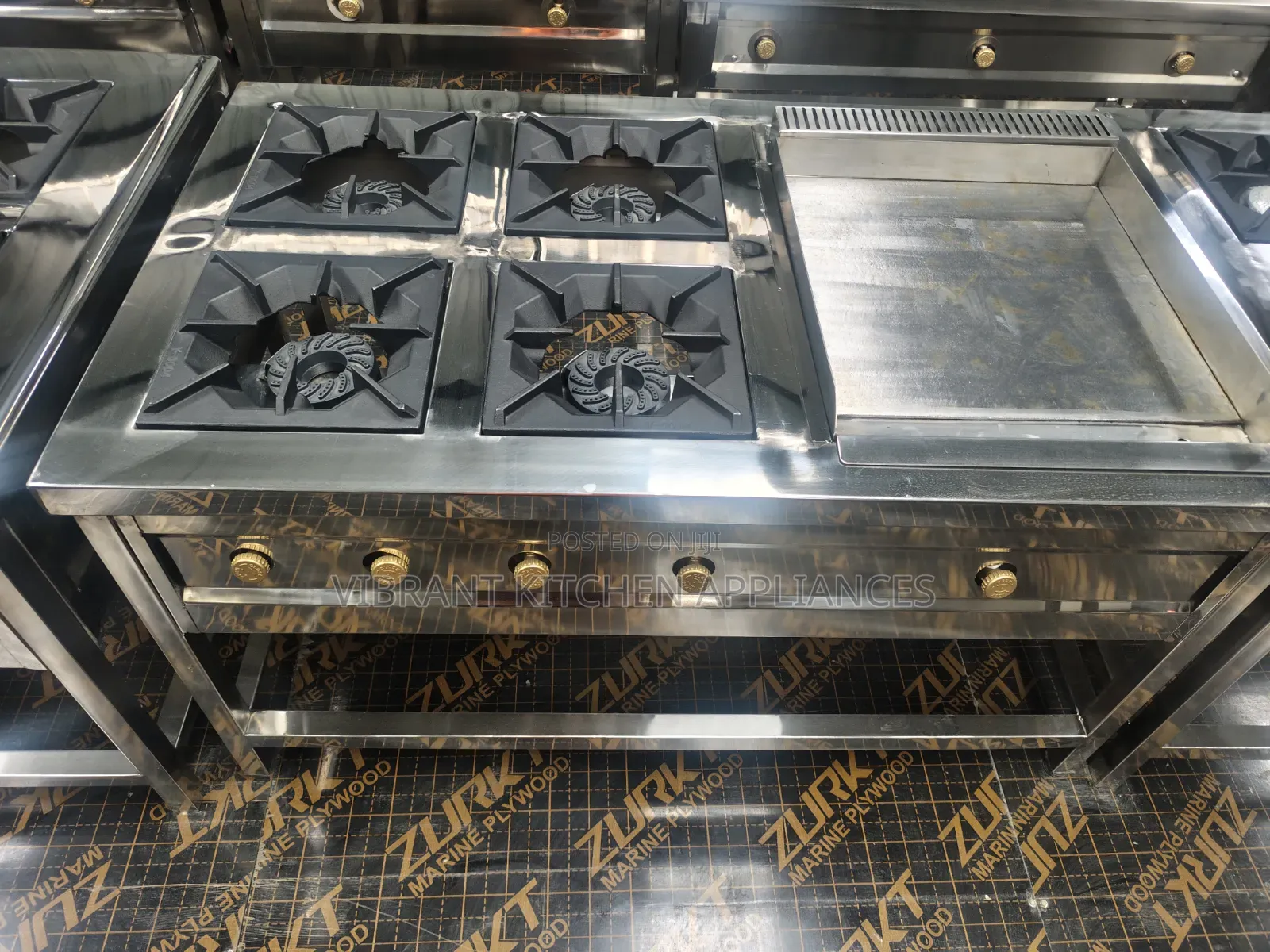 Four Burner Stainless Steel Cooker With Griddle