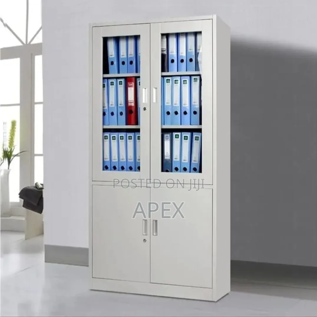 Half Glass Steel Filing Cabinet With 2 Drawers
