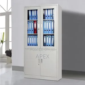 Half Glass Steel Filing Cabinet With 2 Drawers