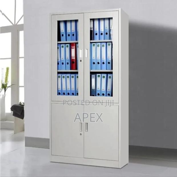 Half Glass Steel Filing Cabinet With 2 Drawers