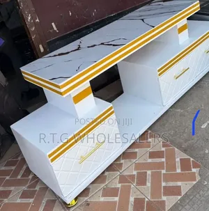 One Light Executive TV Stand With Marble Coating and Light