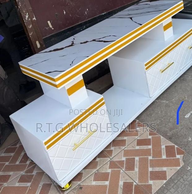 One Light Executive TV Stand With Marble Coating and Light - main view