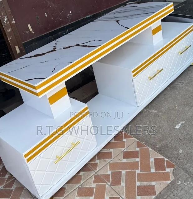 One Light Executive TV Stand With Marble Coating and Light - thumbnail 2